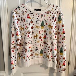 Forever 21 White Holiday Print Sweatshirt Women’s Small